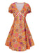 [Pre-Sale] Orange 1970s Psychedelic Print Bow Mini Dress