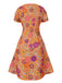 [Pre-Sale] Orange 1970s Psychedelic Print Bow Mini Dress