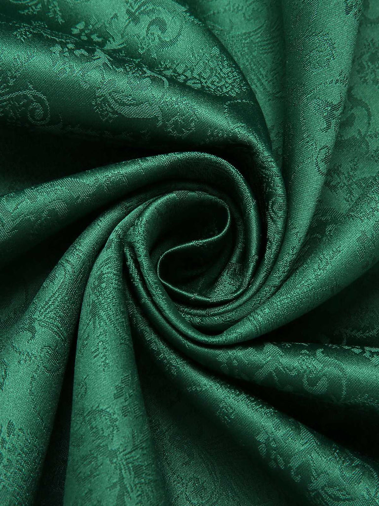 [Pre-Sale] Green 1950s Jacquard Square Neck Puff Sleeve Dress