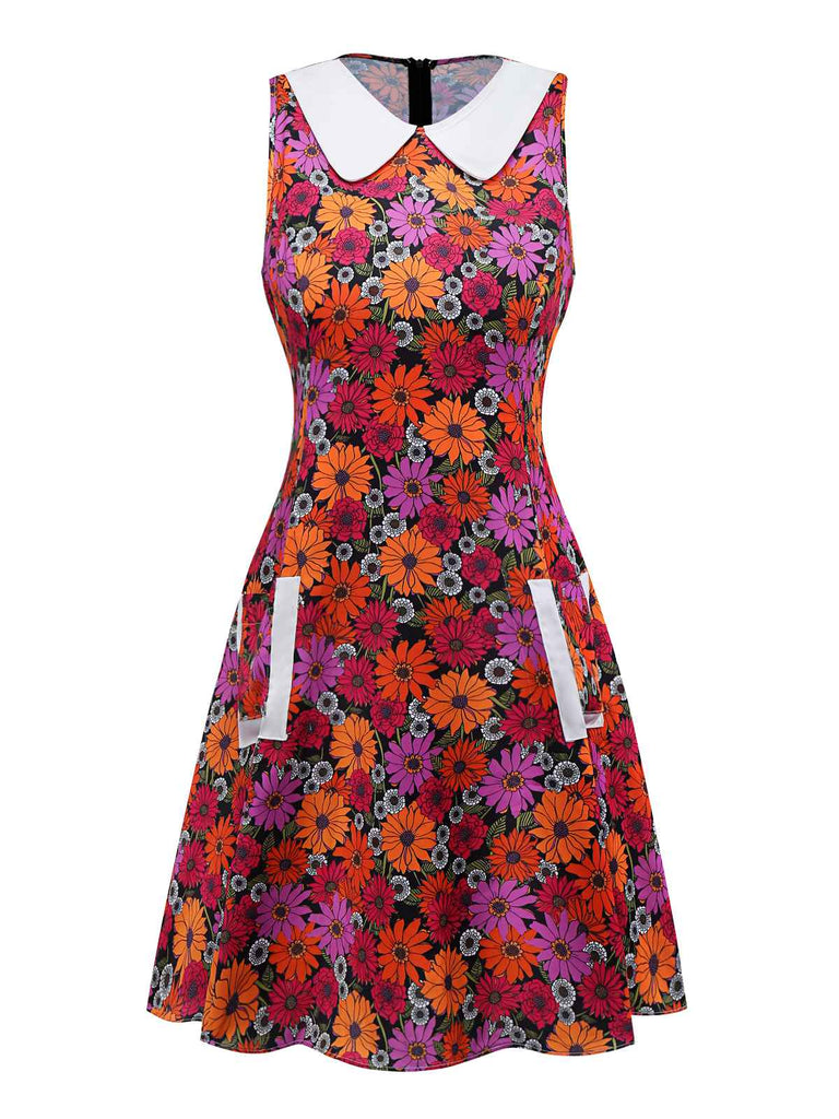 [Pre-Sale] Purple 1960s Daisy Peter Pan Collar Pocket Dress