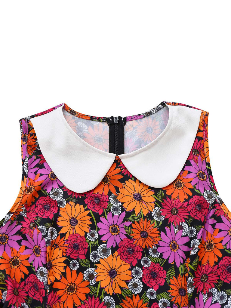[Pre-Sale] Purple 1960s Daisy Peter Pan Collar Pocket Dress