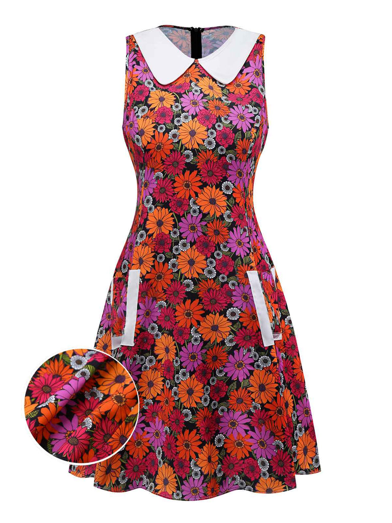 [Pre-Sale] Purple 1960s Daisy Peter Pan Collar Pocket Dress