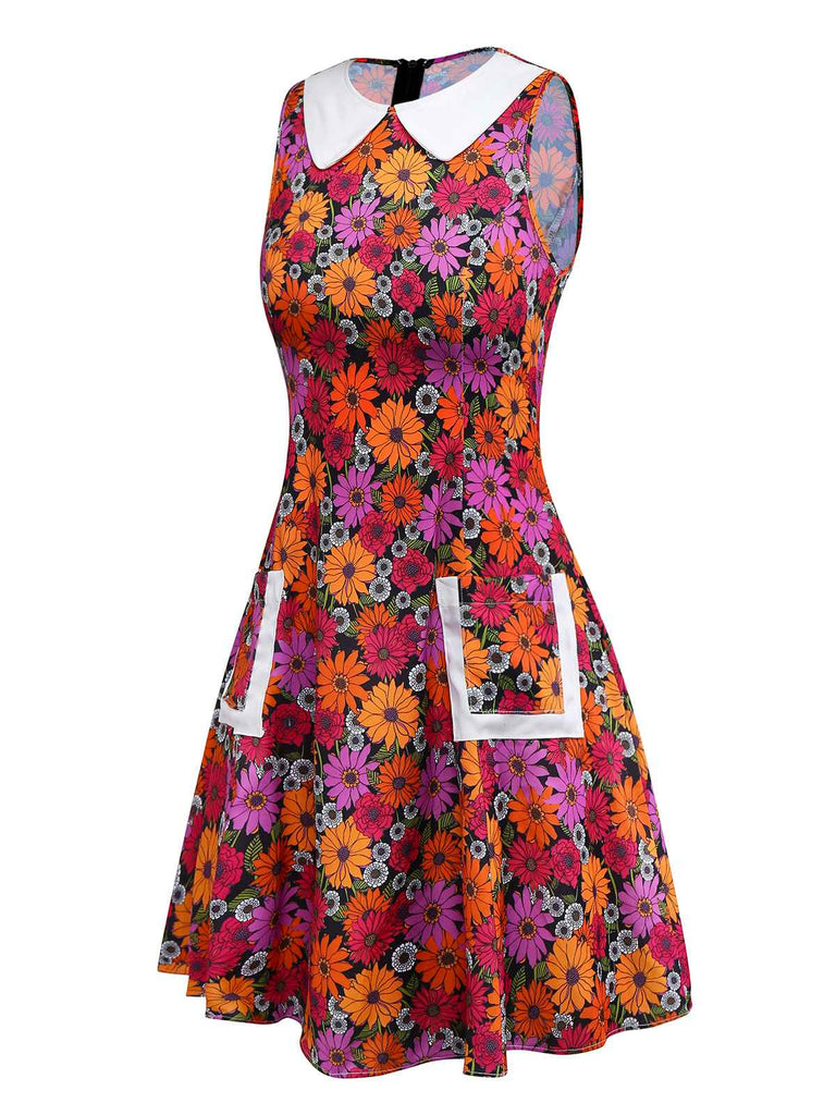 [Pre-Sale] Purple 1960s Daisy Peter Pan Collar Pocket Dress