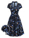 [Pre-Sale] Black 1940s Floral Keyhole Neckline Dress