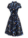 [Pre-Sale] Black 1940s Floral Keyhole Neckline Dress