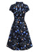 [Pre-Sale] Black 1940s Floral Keyhole Neckline Dress