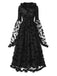 [Pre-Sale] Black 1940s Bat Mesh Raw Hem Witch Cape Dress