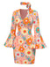 [Pre-Sale] Multicolor 1960s Daisy Flare Sleeve Hippie Dress