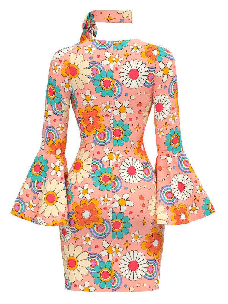 [Pre-Sale] Multicolor 1960s Daisy Flare Sleeve Hippie Dress