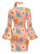 [Pre-Sale] Multicolor 1960s Daisy Flare Sleeve Hippie Dress