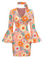 [Pre-Sale] Multicolor 1960s Daisy Flare Sleeve Hippie Dress