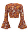 Orange 1970s Hippie Floral Bell Sleeve Top