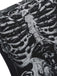 Black 1970s Slip Gothic Skeleton Print Mesh Dress