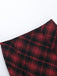 Red 1980s Scottish Plaid High-Low Hem Skirt