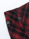 Red 1980s Scottish Plaid High-Low Hem Skirt