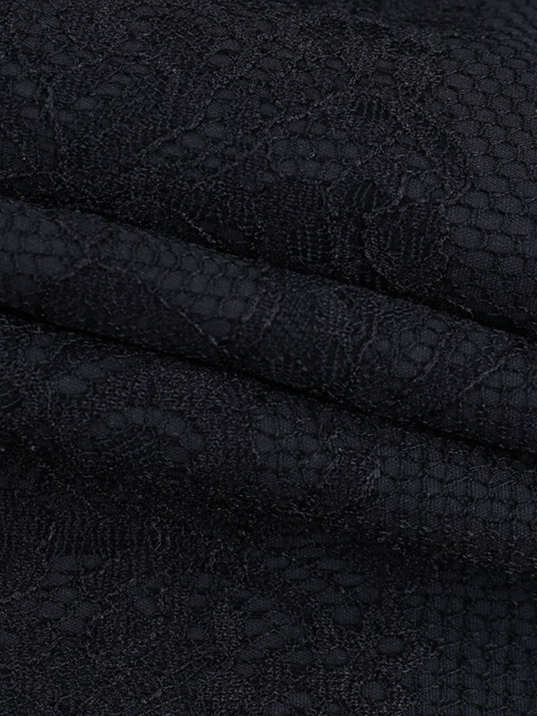 Black 1970s Lace Patchwork Lace-Up Corset Skirt