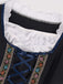 2PCS Dark Blue 1950s Floral Embroidered Dress & Velvet Apron