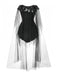 Black 1980s Devil Bat Punk Style Mesh Dress