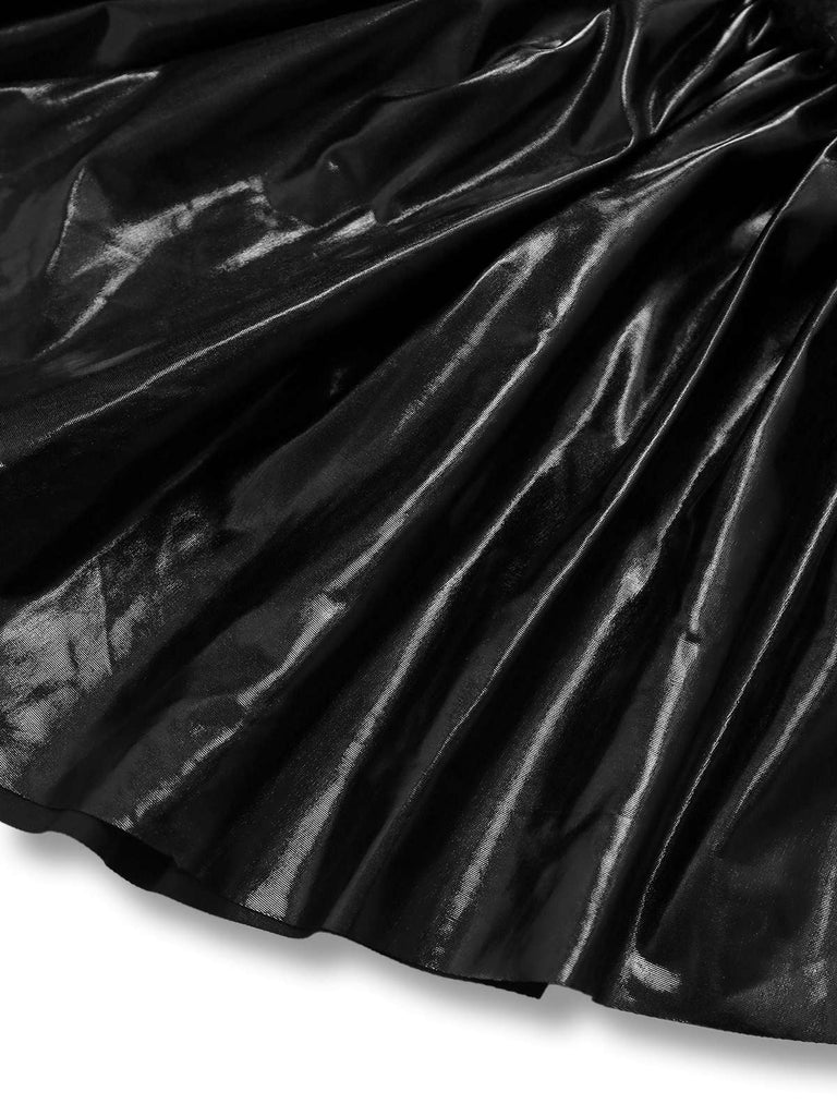 Black 1980s Devil Bat Punk Style Mesh Dress