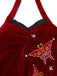 Red 1980s Ada-Wong Embroidered Butterfly Velvet Dress