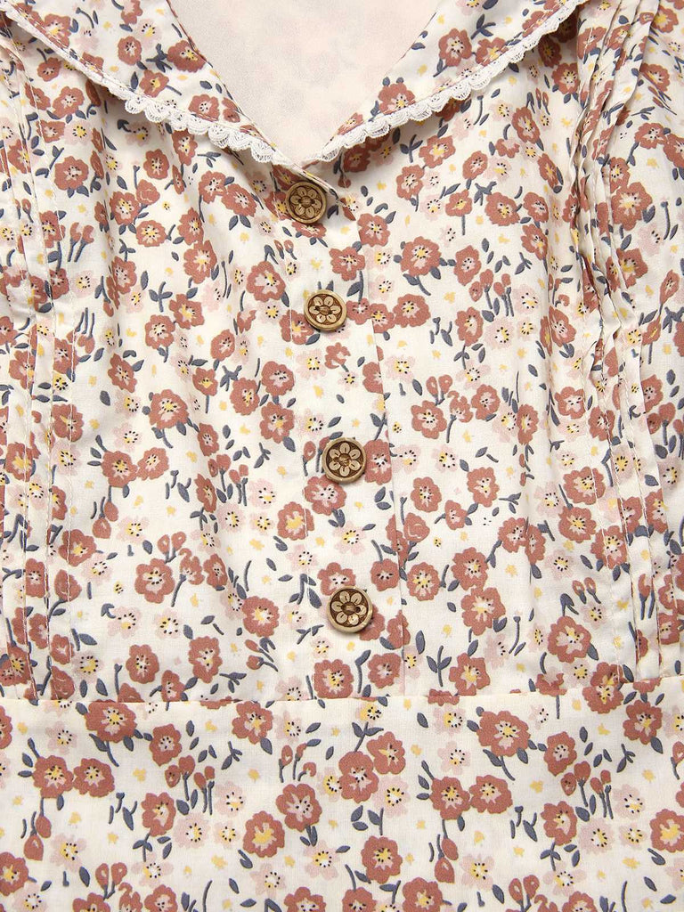 [Pre-Sale] Pure Cotton 1940s Puff Sleeves Ditsy Floral Dress