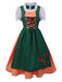 Green 1950s Floral Embroidered Ruffled Mock Two-Piece Dress