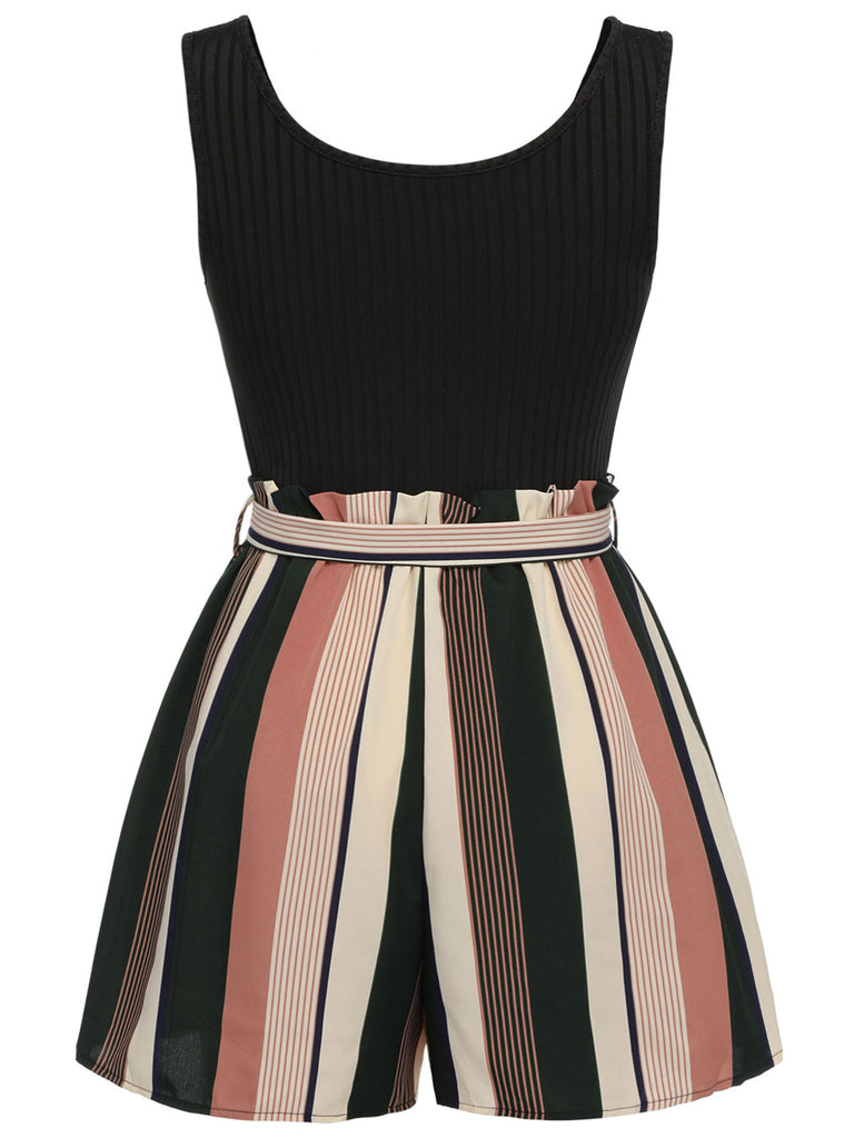 [Pre-Sale] [Plus Size] 1950s Stripes Knitted Belted Romper