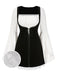 [Pre-Sale] 2PCS 1960s Split Flare Sleeve Dress & Velvet Overall Dress