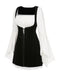 [Pre-Sale] 2PCS 1960s Split Flare Sleeve Dress & Velvet Overall Dress