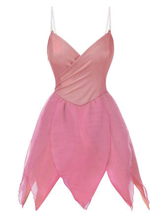 [Pre-Sale] Pink 1970s Tinker Bell Fairy Petal Hem Mini Dress