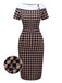 [Pre-Sale] Khaki 1960s Argyle Boat Neck Pencil Dress