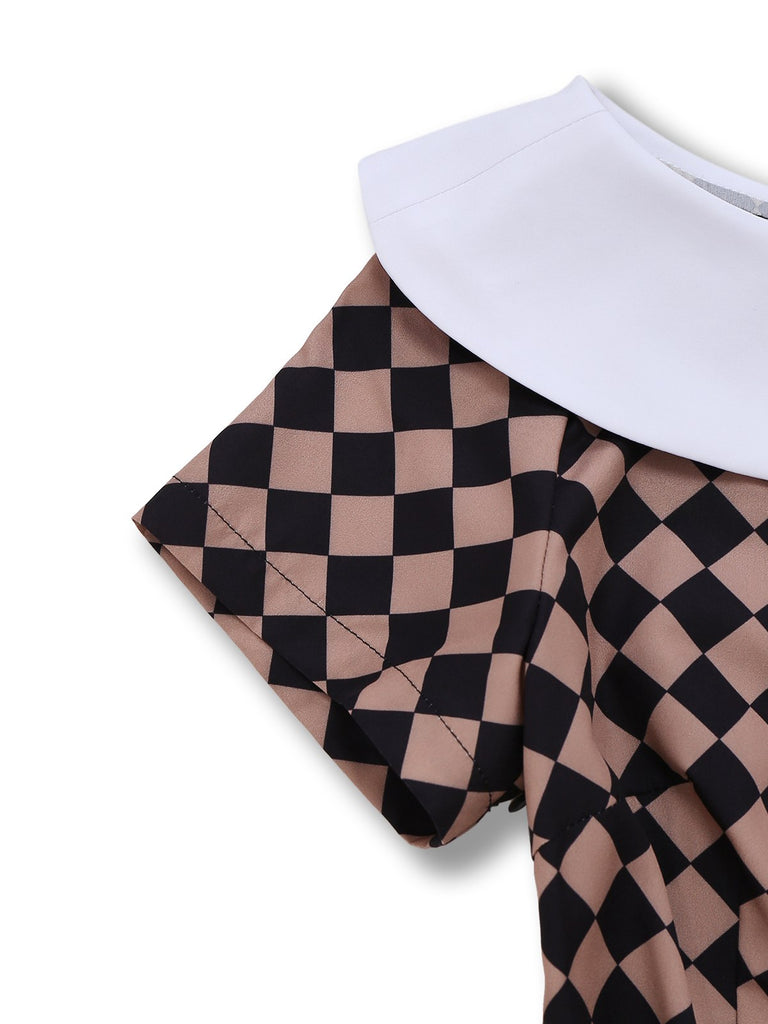 [Pre-Sale] Khaki 1960s Argyle Boat Neck Pencil Dress