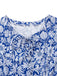 [Pre-Sale] Blue 1950s Ethnic Floral Round Neck Cap Sleeve Dress