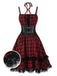 [Pre-Sale] Red 1980s Gothic Plaid Lace Up Corset Dress