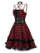 [Pre-Sale] Red 1980s Gothic Plaid Lace Up Corset Dress
