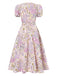 [Pre-Sale] Lavender 1950s Floral V-Neck Puff Sleeve Dress