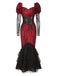 [Pre-Sale] 1930s Sweetheart Lace Puff Sleeve Sheer Fishtail Dress