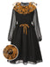 [Pre-Sale] Black & Orange 1950s Halloween Pumpkin Mesh Patchwork Dress