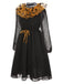 [Pre-Sale] Black & Orange 1950s Halloween Pumpkin Mesh Patchwork Dress
