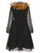 [Pre-Sale] Black & Orange 1950s Halloween Pumpkin Mesh Patchwork Dress