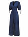 [Pre-Sale] Navy 1930s Polka Dot V Neck Jumpsuit