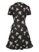 [Pre-Sale] Black 1950s Lily Ruffled V-Neck Wrap Dress