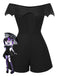 [Pre-Sale] Black 1950s Gothic Bat Off-Shoulder Mesh Romper
