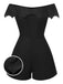 [Pre-Sale] Black 1950s Gothic Bat Off-Shoulder Mesh Romper