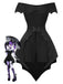 [Pre-Sale] 2PCS Black 1950s Gothic Bat Romper & High-Low Cover-Up