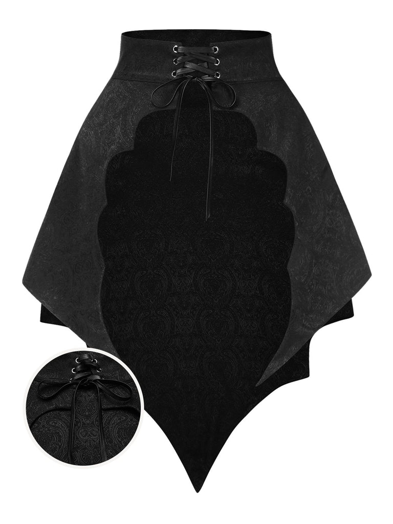 [Pre-Sale] Black 1950s Gothic Bat Jacquard High-Low Hem Cover-Up