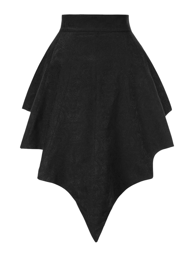 [Pre-Sale] 2PCS Black 1950s Gothic Bat Romper & High-Low Cover-Up