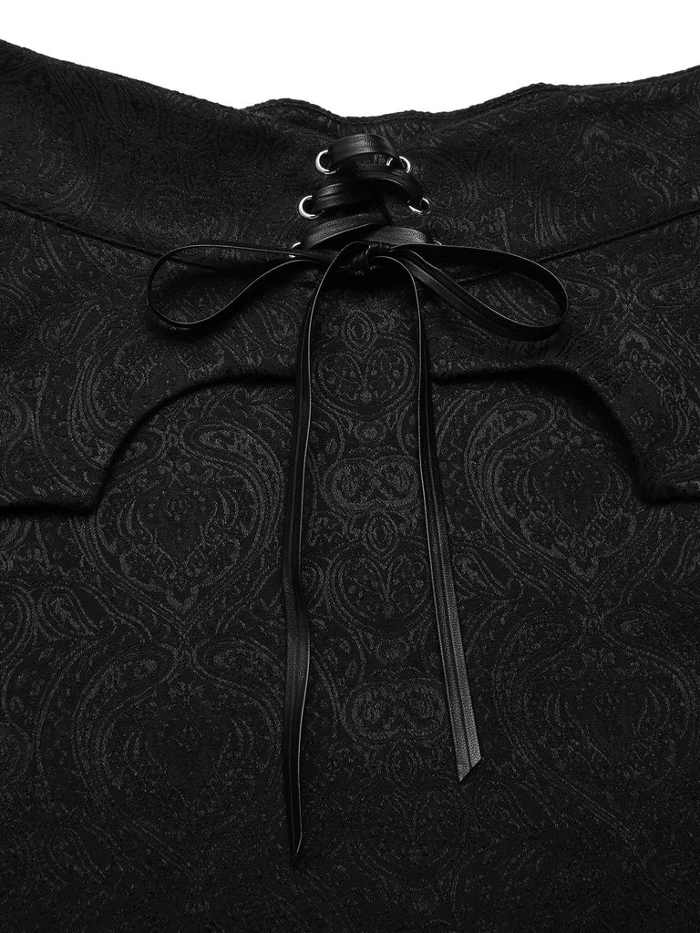 [Pre-Sale] 2PCS Black 1950s Gothic Bat Romper & High-Low Cover-Up