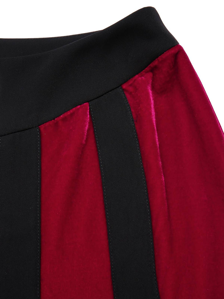 [Pre-Sale] 2PCS Black 1940s Heart Colorblock Crop Top & Pants