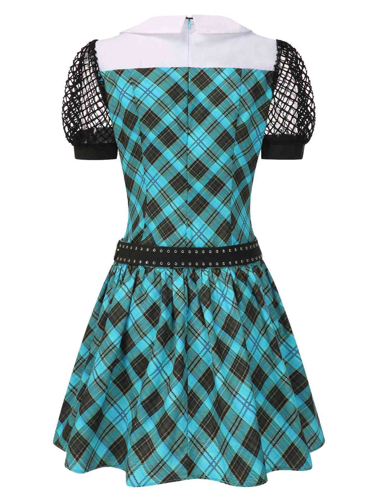 [Pre-Sale] Blue 1970s Plaid Peter Pan Collar Frankie Stein Dress